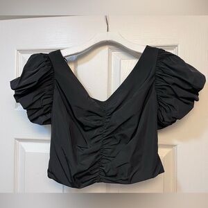 Express, Black puff sleeve crop top with zipper. New condition. Size 4.
